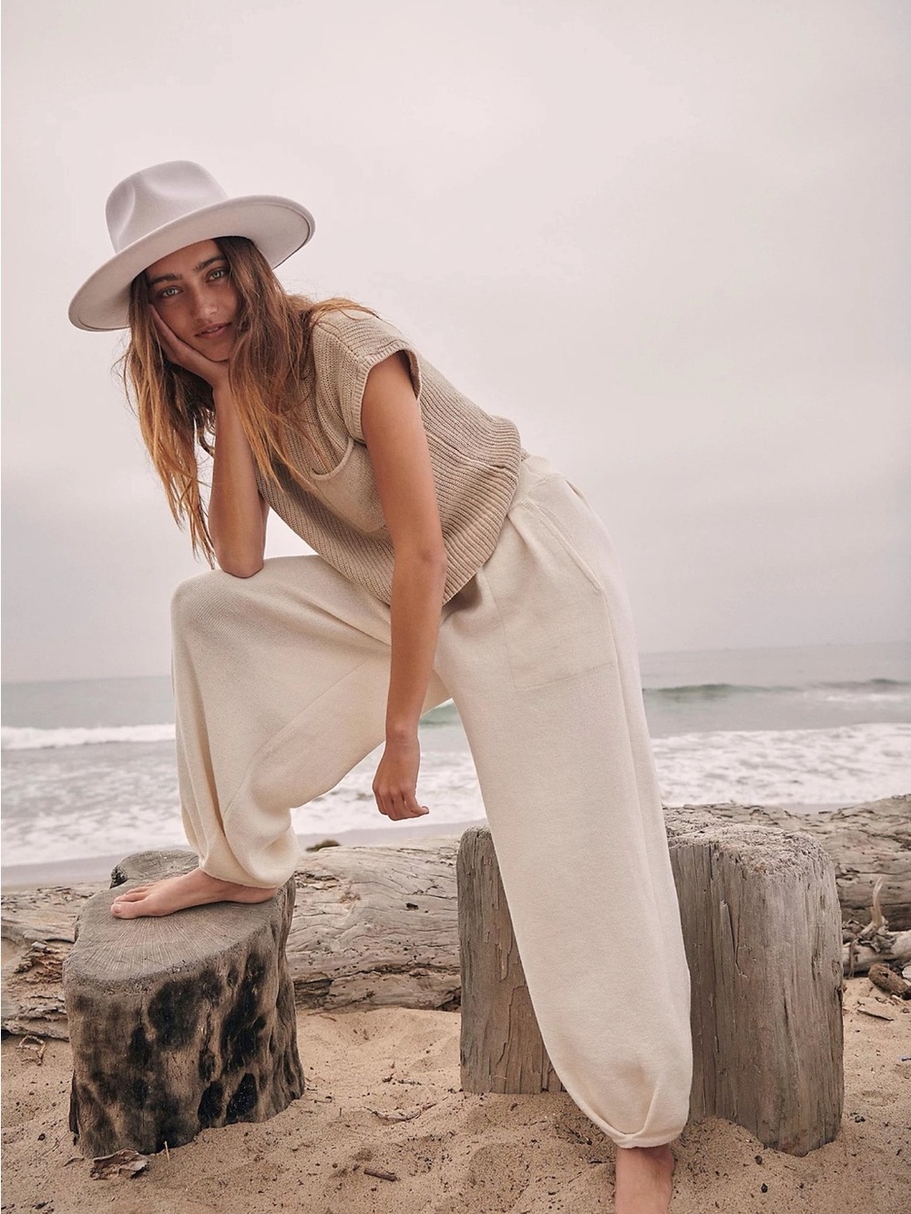 Free People Oatmeal Bone Freya Sweater Set